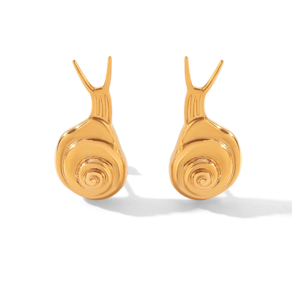 Boucles D'Oreilles Puces Pour Femmes, En Acier Inoxydable, Couleur Or, Motif Escargot Mignon, Collection Simple Series