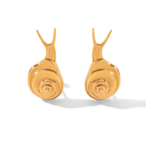 Boucles D'Oreilles Puces Pour Femmes, En Acier Inoxydable, Couleur Or, Motif Escargot Mignon, Collection Simple Series h5