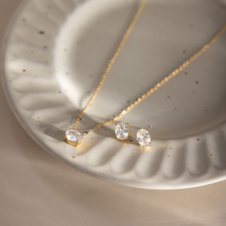 Ensembles de colliers pour femmes en acier inoxydable étanche, couleur or et zircon. 2