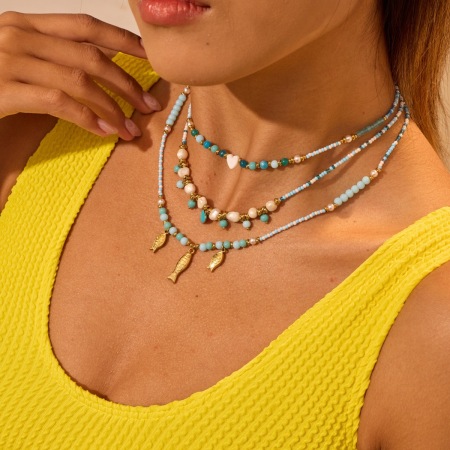 Colliers à maillons Simple Series Daily Fish Chain en acier inoxydable étanche couleur or pour femmes