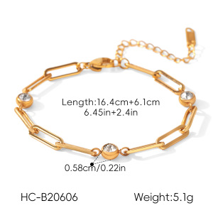 Bracelet Chaîne Pour Femme Simple Series Daily Chain En Acier Inoxydable Étanche Couleur Or Avec Zircon h5 Image2