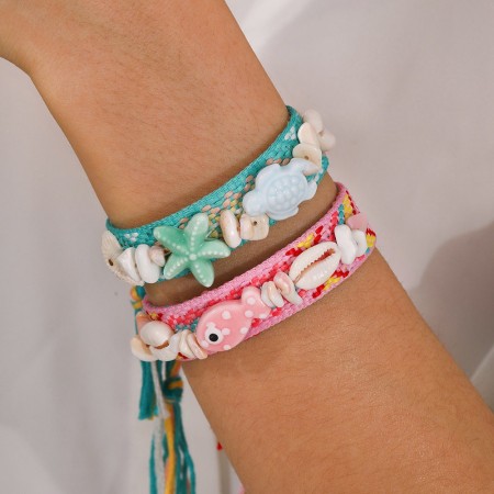 Bracelets tressés pour femmes, style océanique, avec coquillages, collection romantique