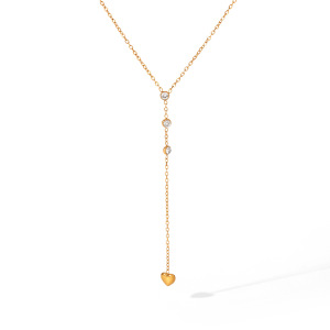 Colliers Pendentifs Pour Femmes Simple Series Daily Heart En Acier Inoxydable Étanche Couleur Or Avec Zircon h5 Image5