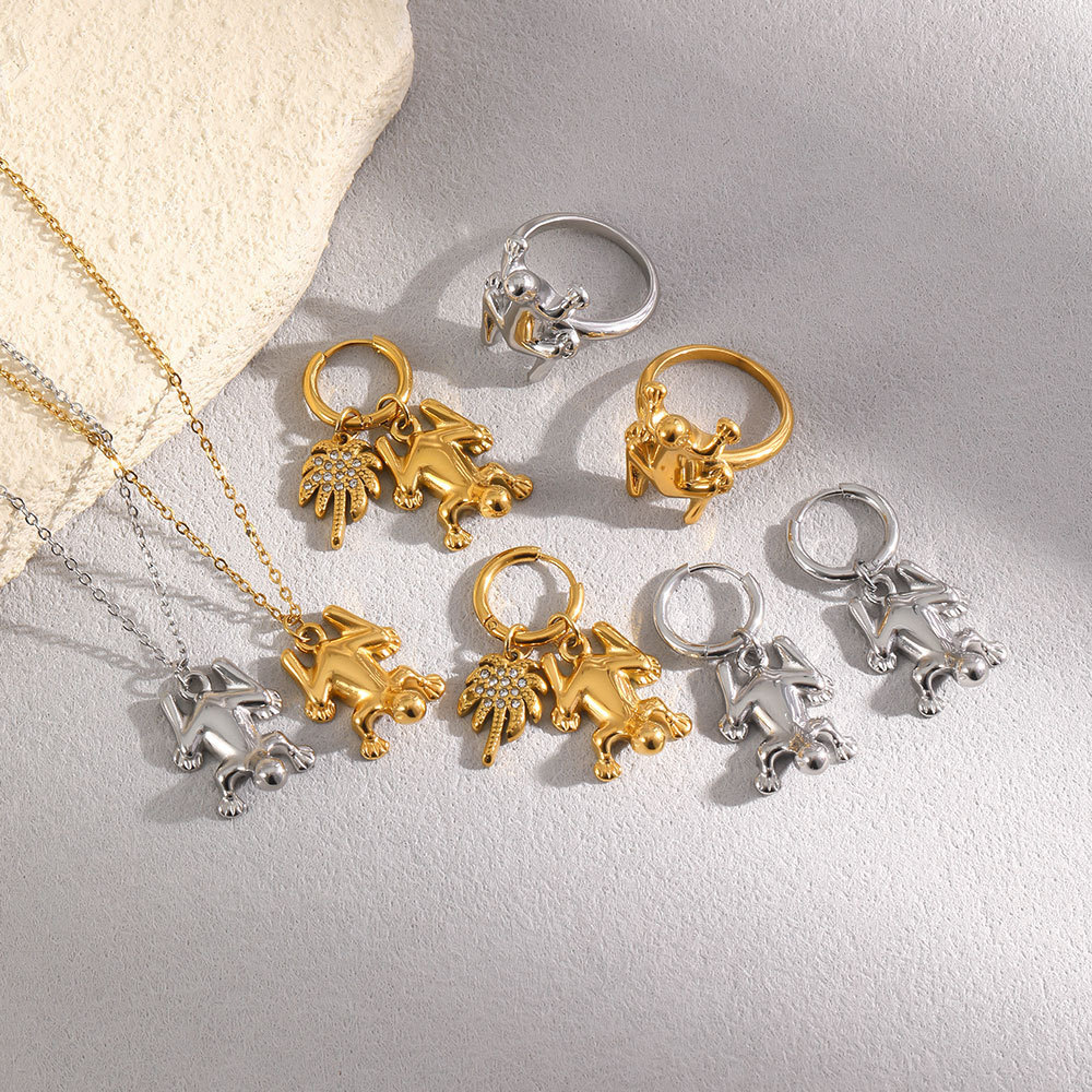 Ensembles De Bijoux Pour Femmes Simple Series, Mignons, De Forme Irrégulière, En Acier Inoxydable, Étanches, Couleur Or Image3