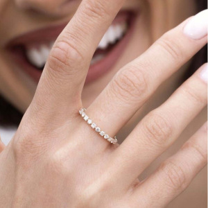 Bagues Pour Femmes En Moissanite S925 Couleur Or, Style Patchwork Simple Et Ajouré, Collection Luxueuse. h5 Image3