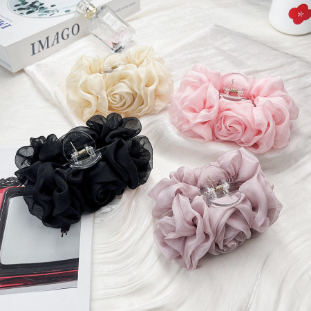 Pinces à cheveux en tissu uni à motif floral simple, collection romantique