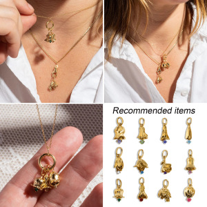 Pendentif Romantique À Faire Soi-Même En Forme De Fleur Irrégulière, En Acier Inoxydable Étanche Couleur Or, Orné De Zircon Et De Moissanite. h5 Image3