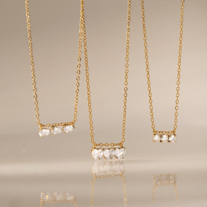 Colliers Pendentifs Pour Femmes, Collection Luxueuse, Motif Cœur Simple En Patchwork, Acier Inoxydable, Couleur Or, Zircon, Étanches h5 Image3