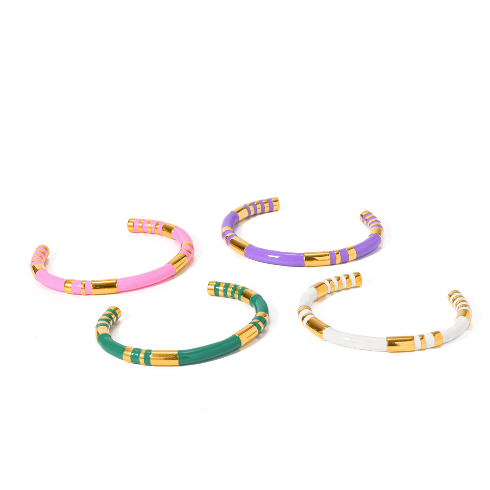 Bracelets Manchettes Étanches En Acier Inoxydable Couleur Or Pour Femmes Image5