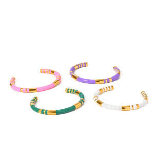 Bracelets Manchettes Étanches En Acier Inoxydable Couleur Or Pour Femmes h5 Image5