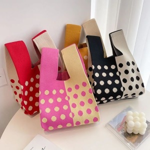 Sac Carré Pour Femme En Polyester Tissé À Pois Multicolores, Style Décontracté h5 Image3