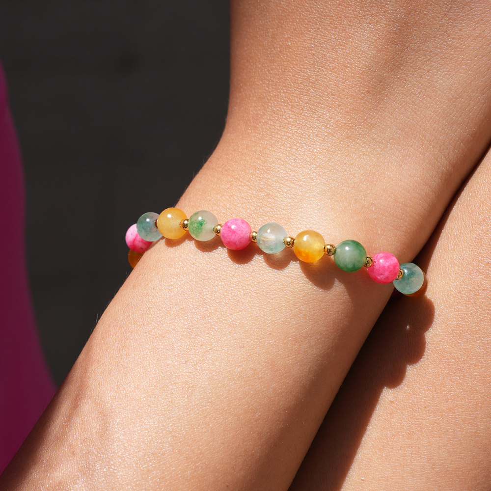 Bracelet À Perles Simple Daily Circle Pour Femme, En Acier Inoxydable, Étanche, Couleur Or Image4