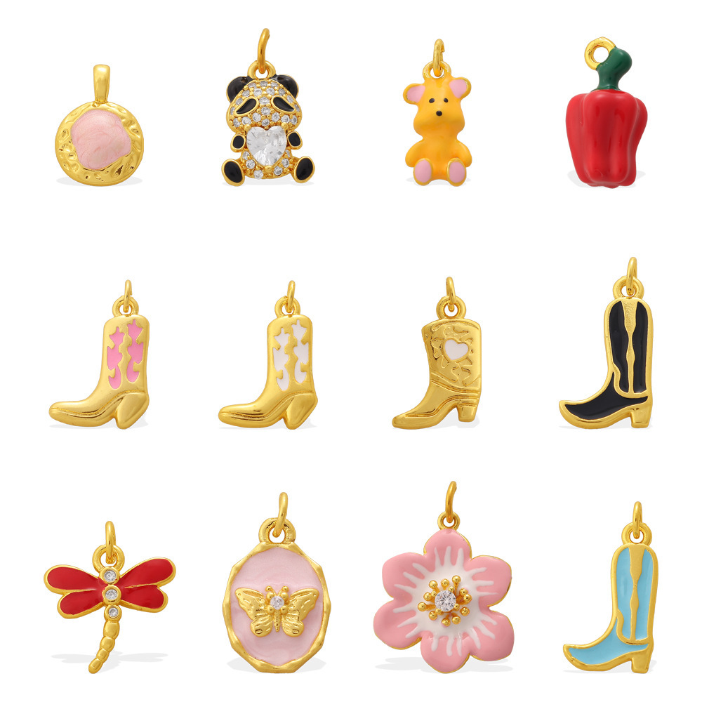 Pendentifs Pour Femmes En Strass Couleur Cuivre Et Or, Forme Irrégulière, Inspirés Des Bottes D'Animaux Et Des Fleurs, À Faire Soi-Même Image4