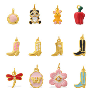 Pendentifs Pour Femmes En Strass Couleur Cuivre Et Or, Forme Irrégulière, Inspirés Des Bottes D'Animaux Et Des Fleurs, À Faire Soi-Même h5 Image4