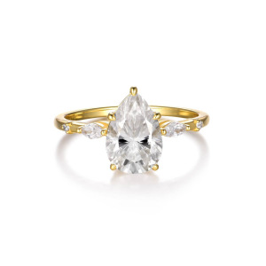 Bagues Pour Femmes En Moissanite S925 Couleur Or, Modèle Simple Droplet De La Série Luxueuse h5 Image4