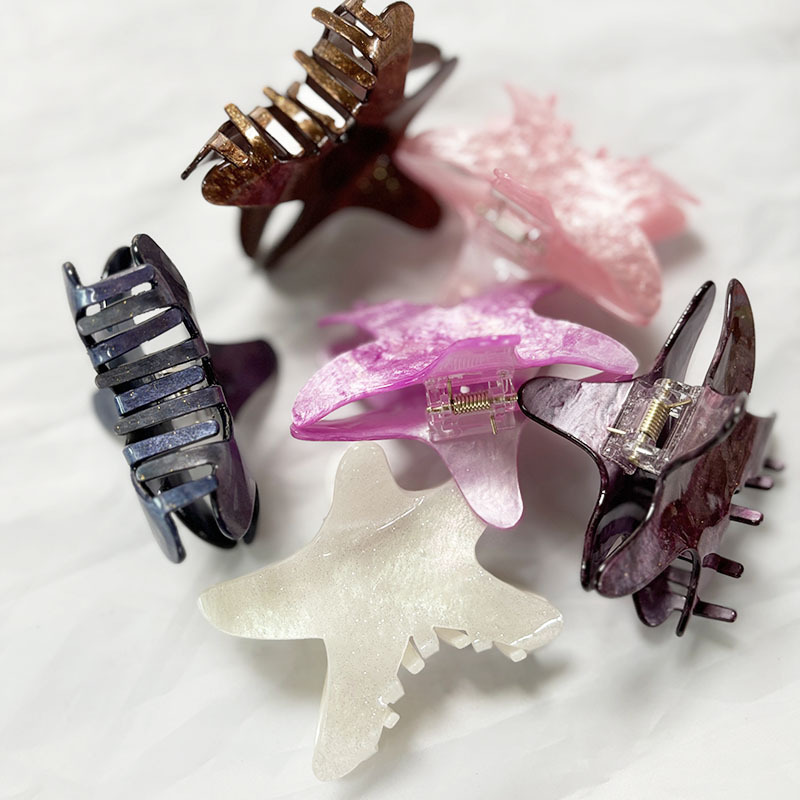 Griffes À Cheveux Acryliques Simple Series Natural Solid Color Oceanic Style Starfish Color Gradient Color Acrylic Hair Griffes h5Image3