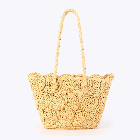 Sac trapèze femme en raphia tissé uni style vacances