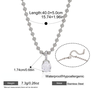 Colliers Pendentifs Pour Femmes En Acier Inoxydable, Forme Géométrique Simple, Étanches, Avec Zircon h5 