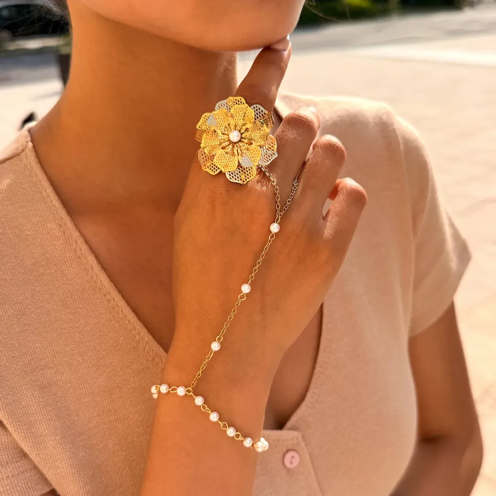 Bague Tendance Rétro Au Quotidien, Forme Irrégulière, En Acier Inoxydable Étanche Couleur Or Image5