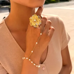 Bague Tendance Rétro Au Quotidien, Forme Irrégulière, En Acier Inoxydable Étanche Couleur Or h5 Image5