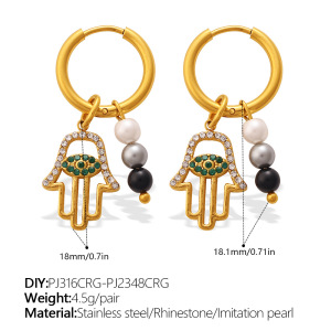 Boucles D'Oreilles Pendantes Pour Femme, Style Œil De Diable, Croix Et Ange, En Acier Inoxydable Étanche Avec Zircon, Collection Simple Series Daily h5 