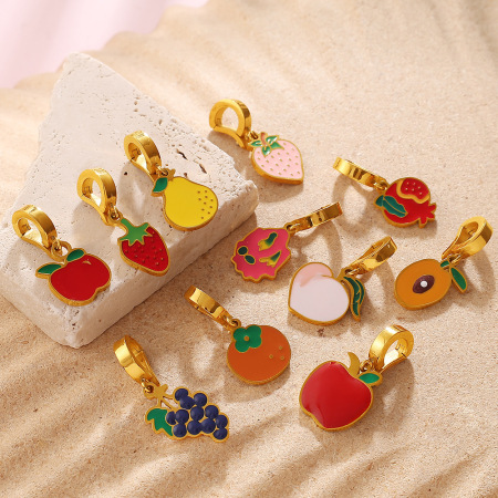 Pendentif femme Simple Series Daily Fruit en acier inoxydable étanche couleur or 2