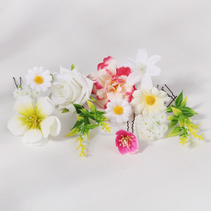 Pinces À Cheveux En Tissu Dégradé De Couleurs, Élégantes, À Motif Floral Rose Et Feuille, Collection Romantique h5