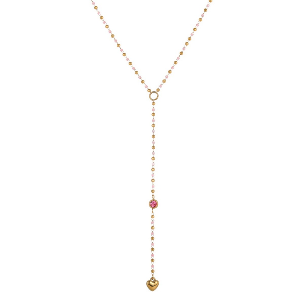 Collier Chaîne Cœur Quotidien Simple Series En Acier Inoxydable Étanche Couleur Or Pour Femme Image5