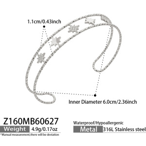 Bracelet Jonc Pour Femme Simple Series Elegant Patchwork Ajouré En Acier Inoxydable, Couleur Or, Étanche h5 