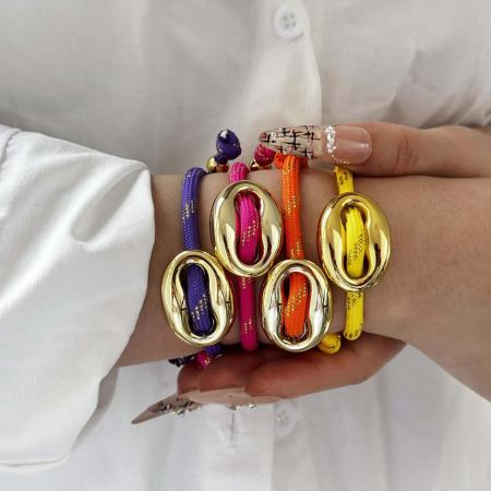 Bracelets à breloques pour femmes, collection romantique, forme simple et irrégulière, corde tressée couleur or 2