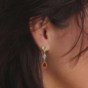 Boucles D'Oreilles Pendantes Pour Femme, Collection Luxueuse, Simple, À Pompon, En Acier Inoxydable Étanche, Couleur Or, Avec Zircon. h5 Image3