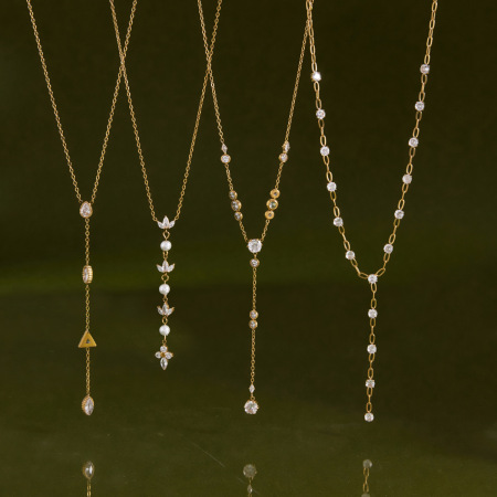 Colliers pendentifs pour femmes en acier inoxydable étanche, couleur or, avec zircon