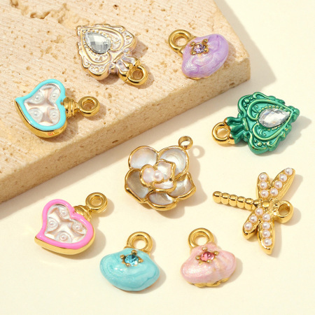 Pendentifs pour femmes en acier inoxydable, couleur or, forme irrégulière, cœur et animal, à faire soi-même (Série Simple) 2