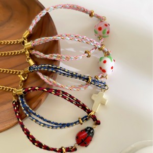 Bracelets Tressés Pour Femmes, Motif Fraise, Couleur Or h5 Image4