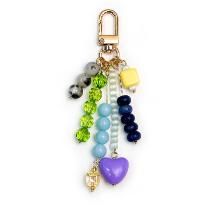 Breloques pour sac en résine multicolores avec de jolies perles en forme de cœur, collection Simple Series 2