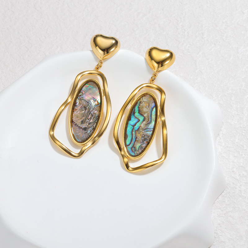 Boucles D'Oreilles Pendantes Pour Femmes, En Acier Inoxydable De Forme Irrégulière, Étanches, Couleur Or, En Forme De Coquillage. 