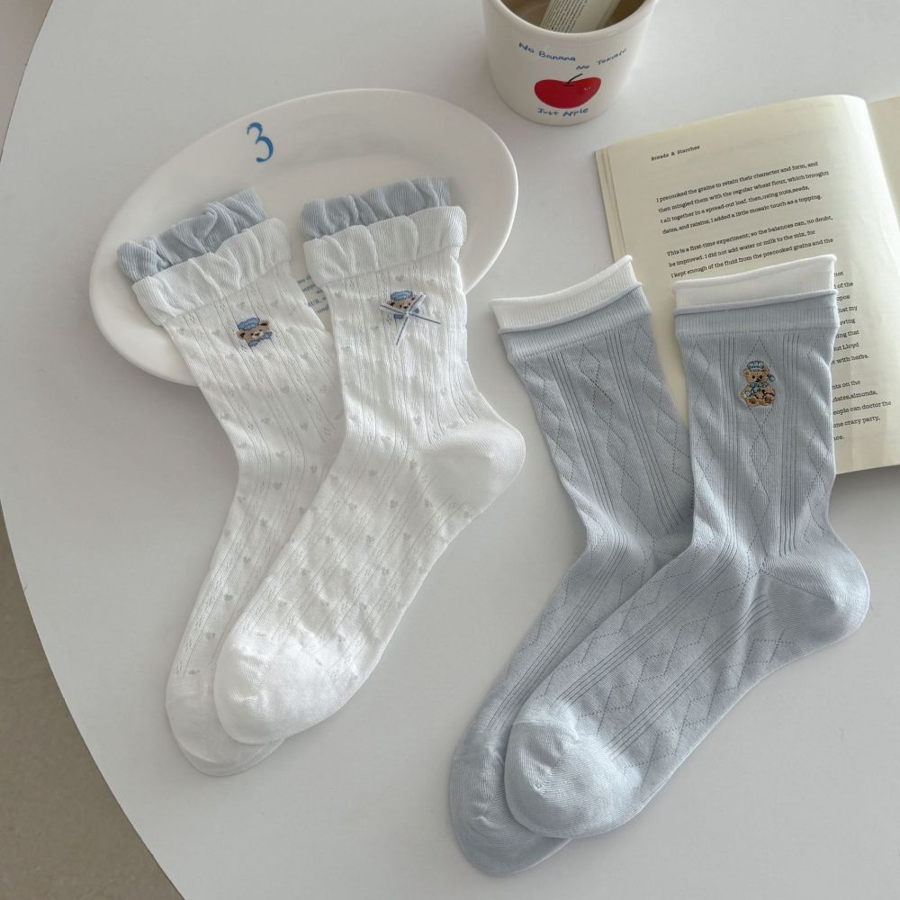 Chaussettes Mi-Mollet Élégantes À Motif Cœur Animal Et Rebond Léger Image4