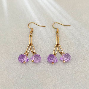 Boucles D'Oreilles Pendantes Simples En Cristal Doré Pour Femmes h5 