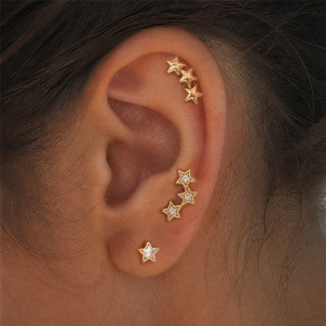 Boucles D'Oreilles Pour Femmes Simple Series Daily Irregular Shape Star En Acier Inoxydable Étanche Couleur Or Avec Zircon h5 Image3