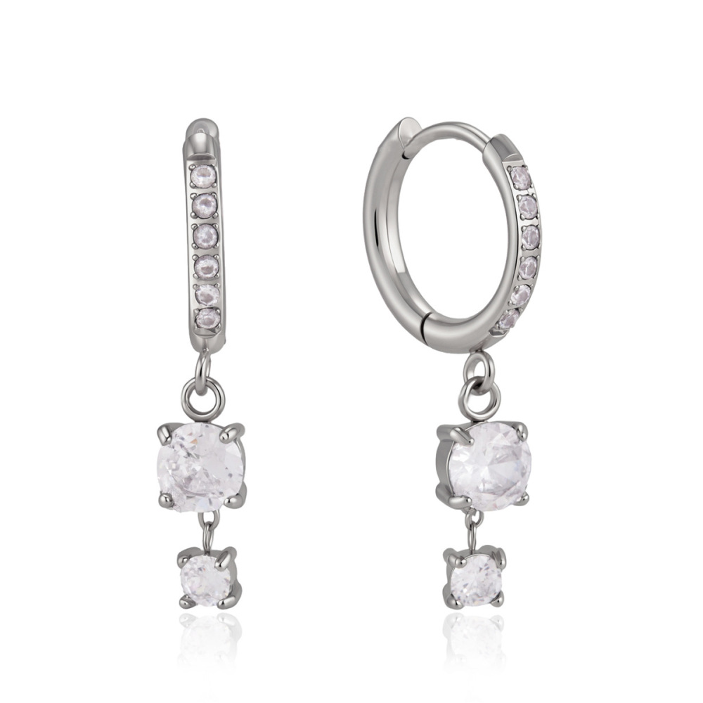 Boucles D'Oreilles Pendantes Pour Femme, Style Rétro, À Pompon, En Acier Inoxydable Étanche, Couleur Or Et Zircon. Image5