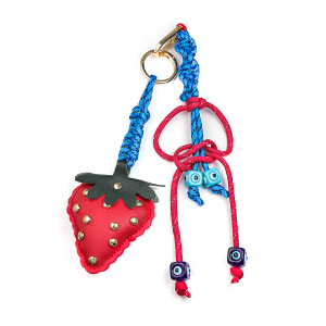 Perles Œil De Diable Décontractées De La Série Simple, Couleurs Assorties Cerise Et Fraise, Breloques Tissées En Pu Pour Sac h5 