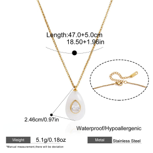 Colliers Pendentifs Pour Femmes En Résine Couleur Or Avec Zircon, Collection Simple Droplet h5