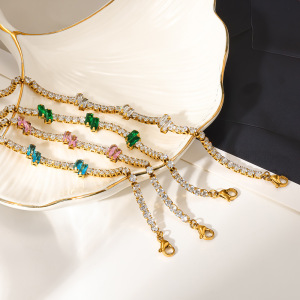 Bracelets À Maillons Pour Femmes En Acier Inoxydable Étanche, Couleur Or, Avec Zircon. h5 Image4