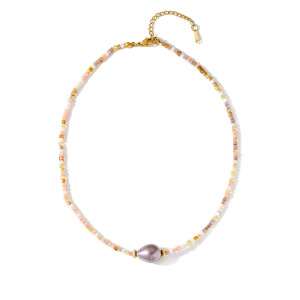 Colliers De Perles Pour Femmes, Collection Romantique, Élégants, De Forme Irrégulière, En Acier Inoxydable, Couleur Or, Étanches. h5 Image5