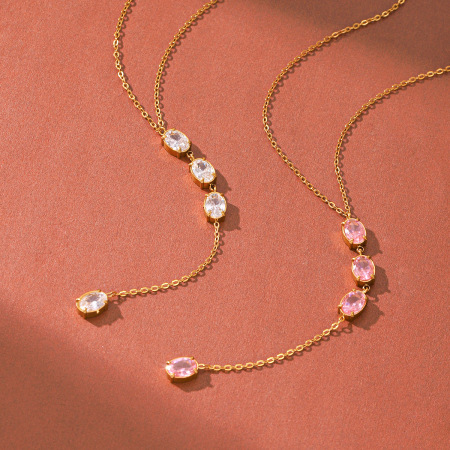 Colliers pendentifs pour femmes, collection Simple Series Daily Chain Circle, en acier inoxydable étanche, couleur or et zircon. 2