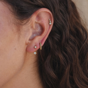 Boucles D'Oreilles Pour Femmes En Acier Inoxydable Imperméable, Forme Ronde Simple Et Élégante, Zircon Doré, Style Rond, Étanches h5 Image4