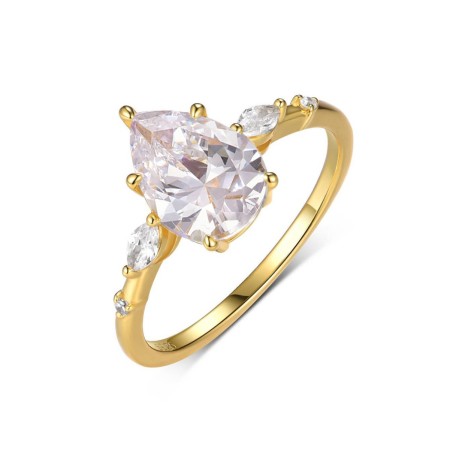 Bagues pour femmes en moissanite S925 couleur or, modèle Simple Droplet de la série Luxueuse 2