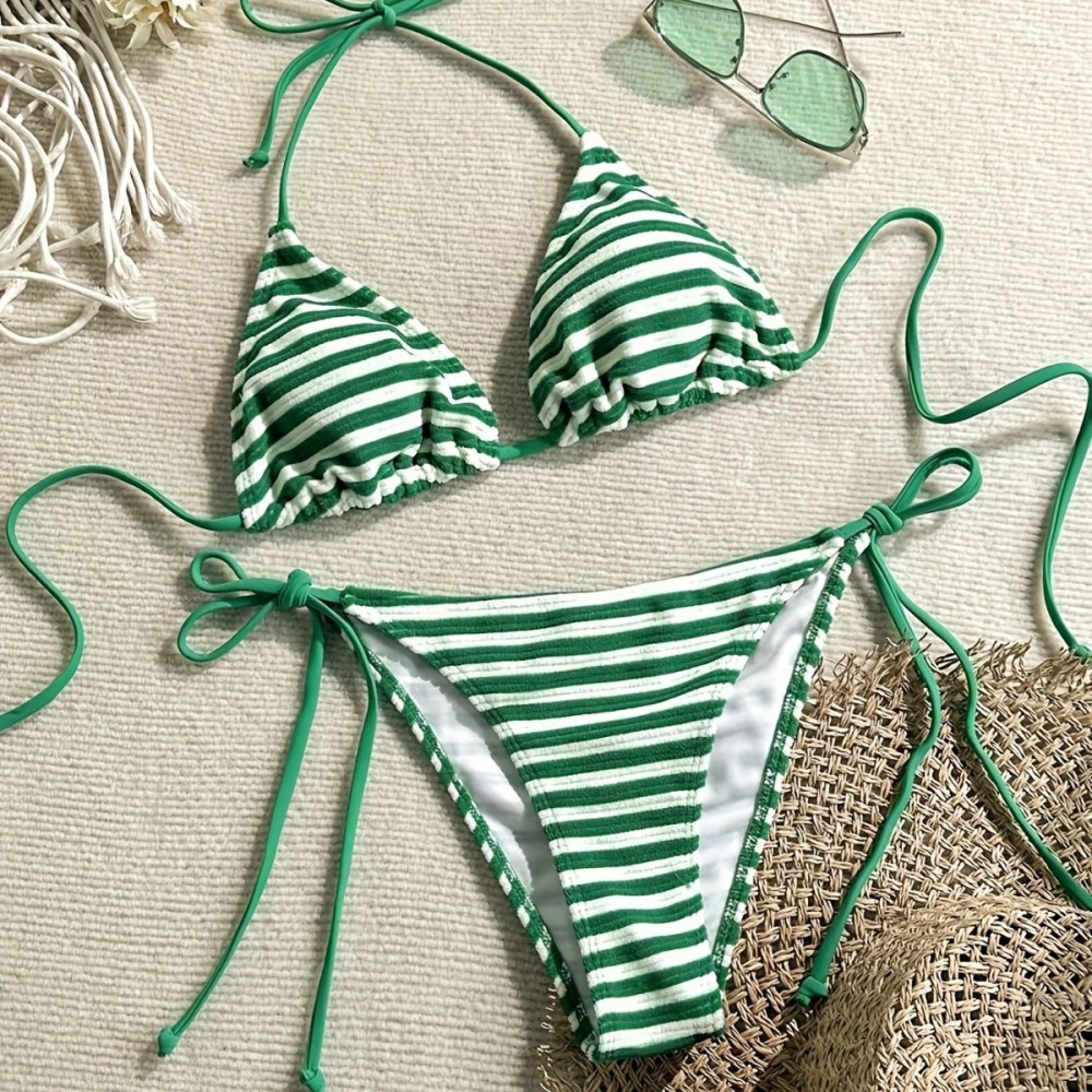 Ensemble Bikini De Plage À Rayures Simples 