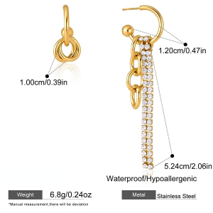 Boucles D'Oreilles Pendantes Pour Femme, En Acier Inoxydable Doré, Imperméables, À Pampilles Et Strass, Collection Luxueuse. h5 