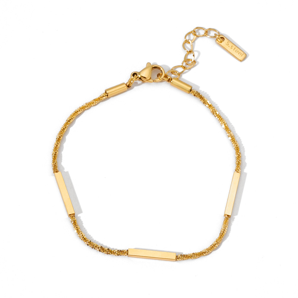 Bracelet Chaîne Simple En Acier Inoxydable Étanche Couleur Or Pour Femme h5Image5
